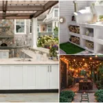 μοντέρνα υπαίθρια κουζίνα με φωτισμό