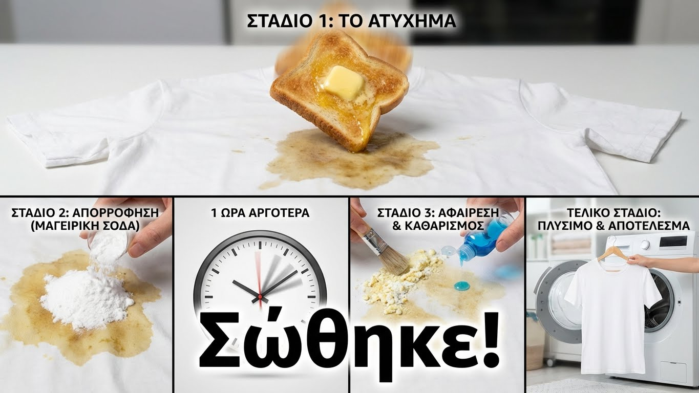 Αφαίρεση λεκέ βουτύρου με μαγειρική σόδα