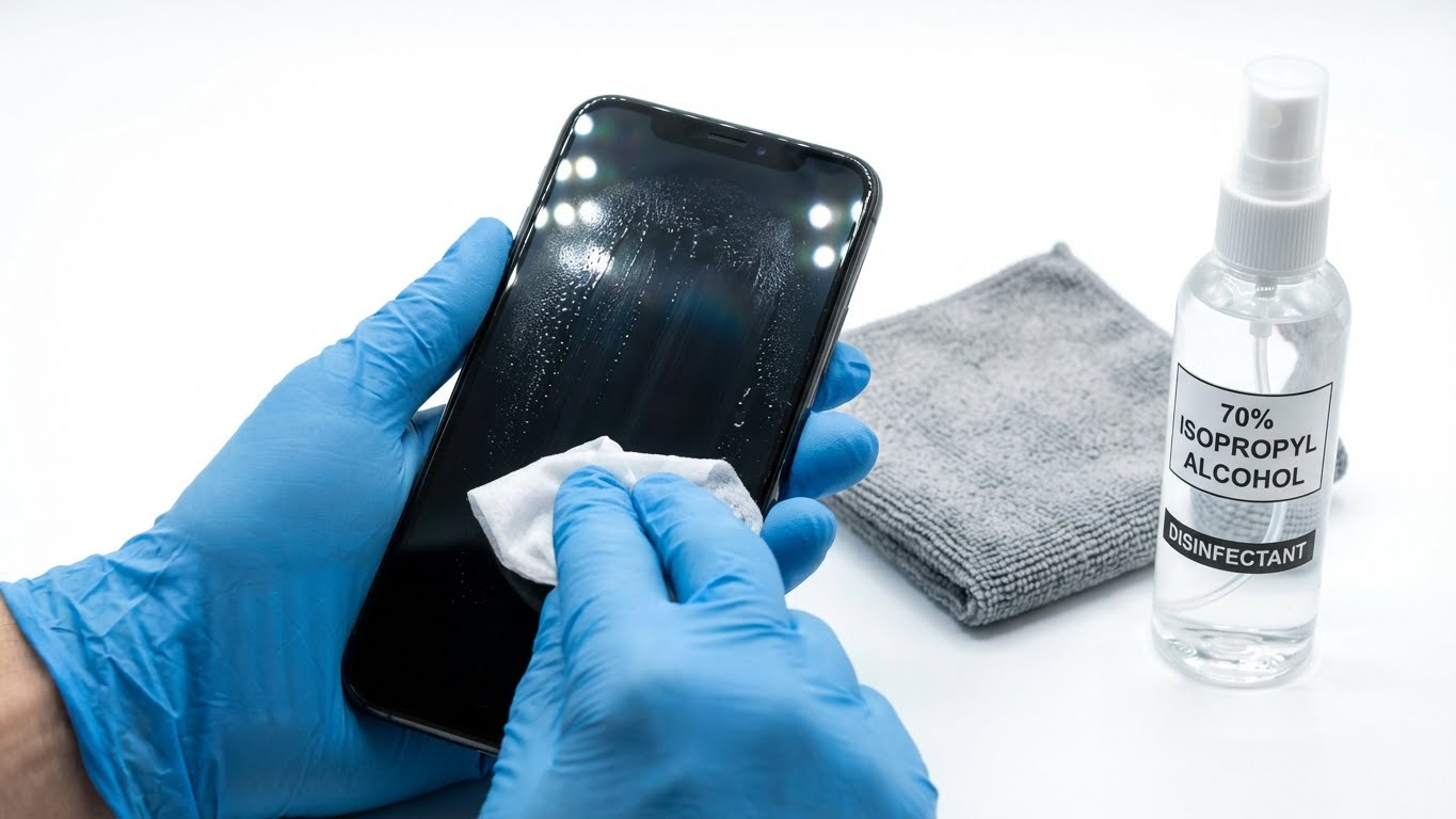 Καθαρισμός οθόνης κινητού με πανάκι μικροϊνών