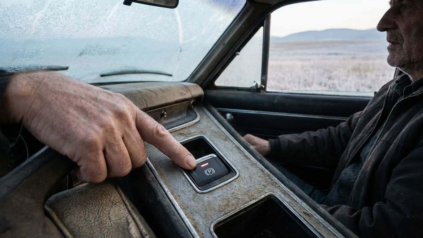 Δακτύλο που πατάει το κουμπί του ηλεκτρικού χειρόφρενου (EPB)