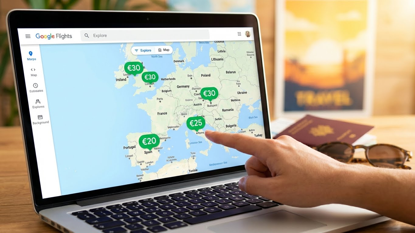 Χάρτης εξερεύνησης Google Flights με τιμές εισιτηρίων