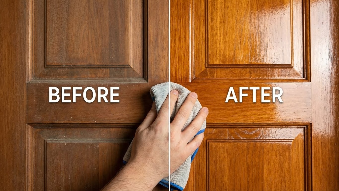 Οι πόρτες σας θα μοιάζουν καινούργιες: Το σπιτικό «μείγμα» με 3 υλικά που εξαφανίζει δαχτυλιές και θαμπάδα