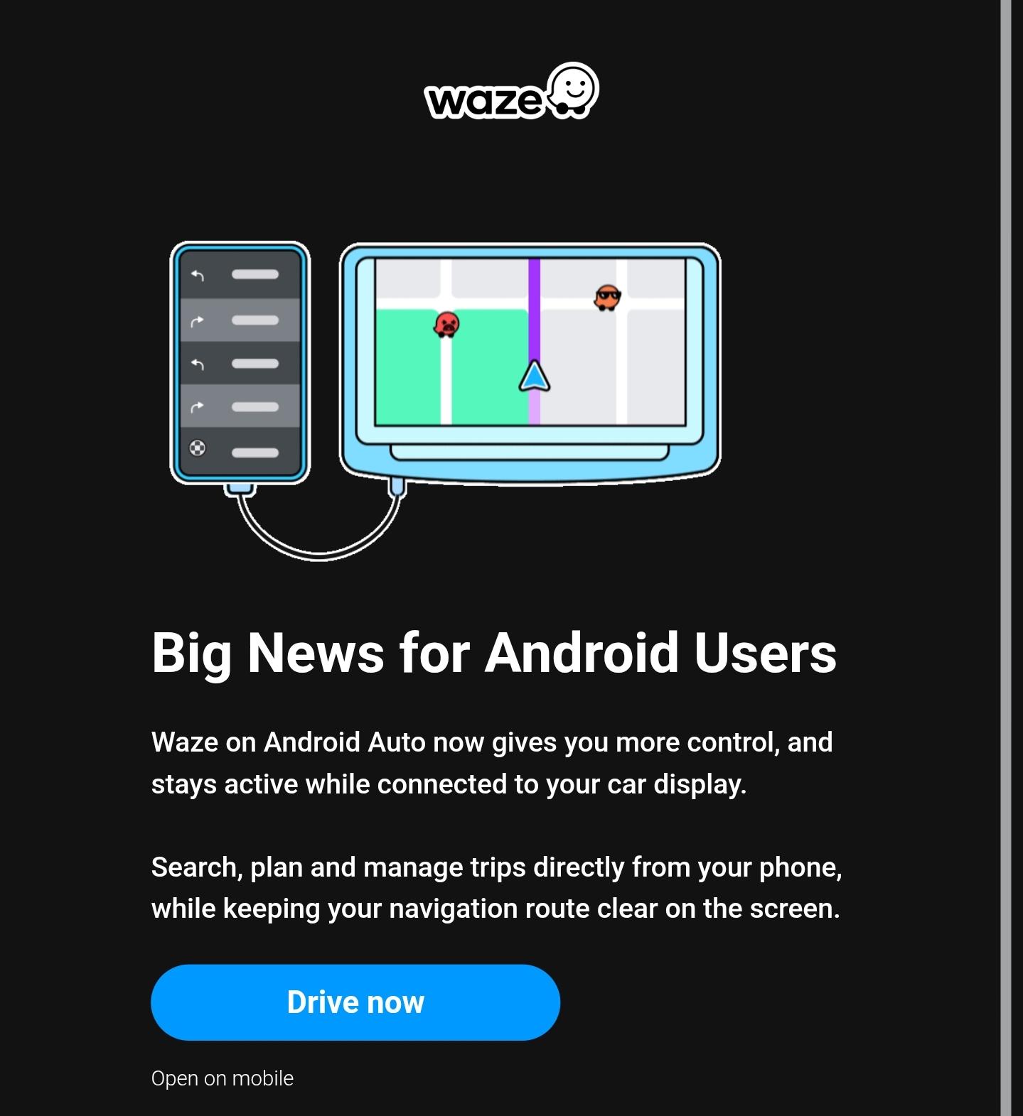 Ταυτόχρονη χρήση Waze σε κινητό και οθόνη αυτοκινήτου