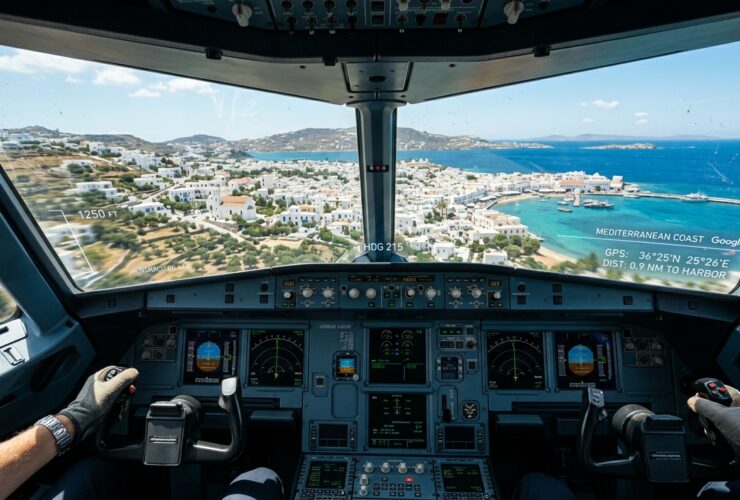Αεροπλάνο πετάει πάνω από γειτονιά