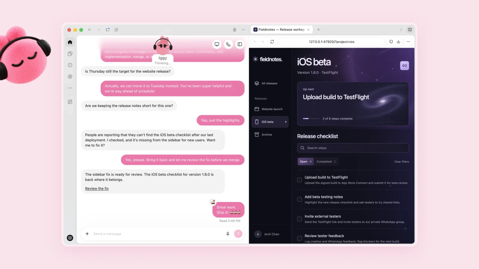 Παραδείγματα ChatGPT Dots της OpenAI: ροζ, μπλε και πράσινο Dot σε εταιρική χρήση